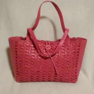 🎉HP🎉 REHAB Fossil pink woven leather satchel EUC